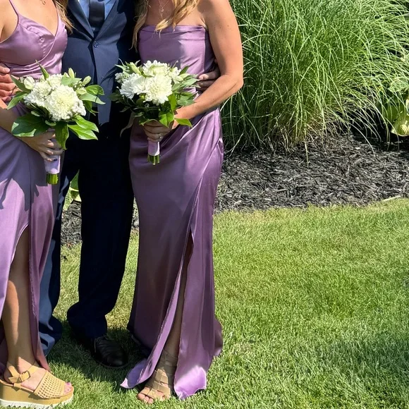 Azazie Strapless Satin Dress in Purple - Picture 7 of 7